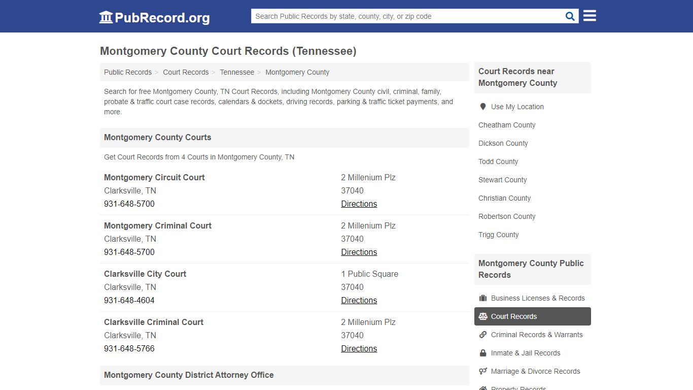 Montgomery County Court Records (Tennessee) - PubRecord.org
