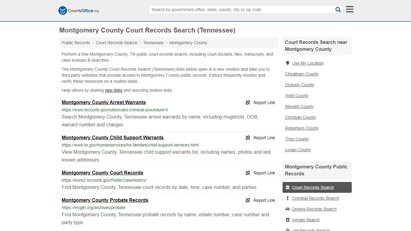 Montgomery County Court Records Search (Tennessee) - County Office