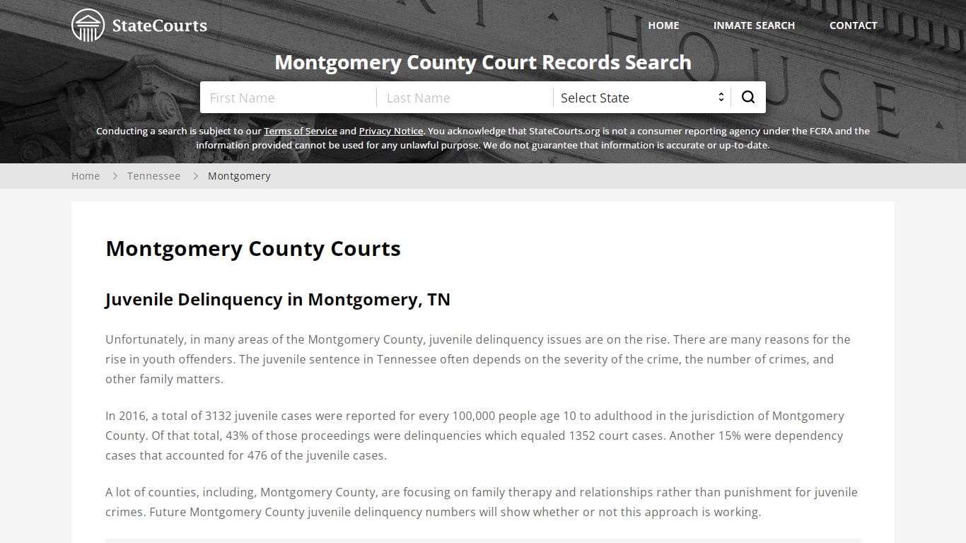 Montgomery County, TN Courts - Records & Cases - StateCourts