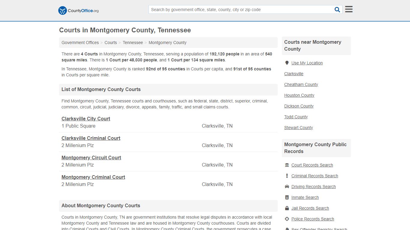 Courts - Montgomery County, TN (Court Records & Calendars)